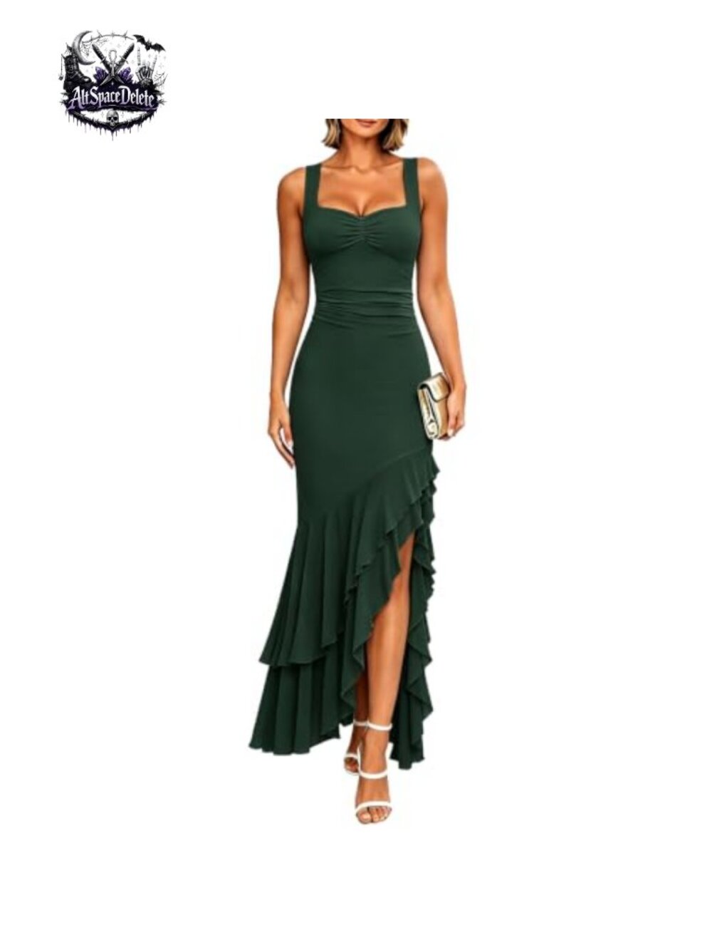 Sleeveless Square Neck Bodycon Maxi Dress Mesh Mermaid Cocktail Formal